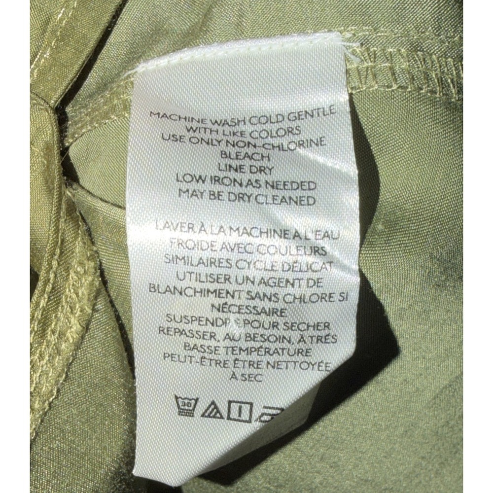 Pilcro Olive Satin V-Neck Blouse - Picture 10 of 11